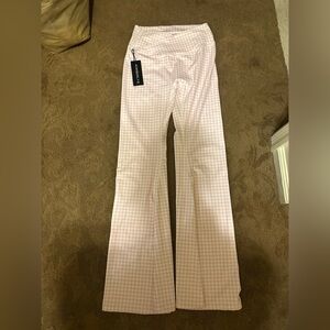 Elegant Pink Gingham Flare Pants